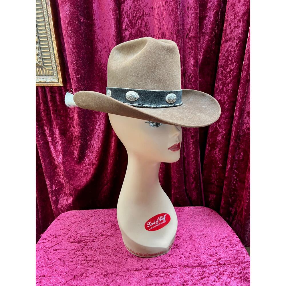 Vintage Brown Wool Cowboy Hat with Silver Conchos Western Style - Stetson Junior - Picture 9 of 13